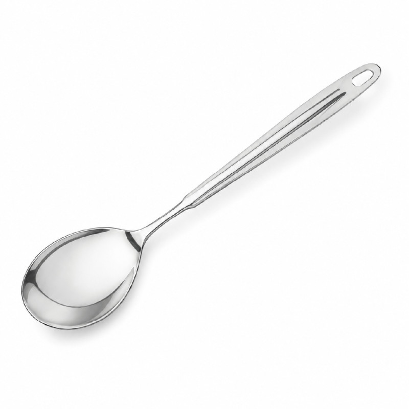 Premium Stainless Steel Solid Basting Spoon – 33 x 8 cm – Silver