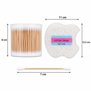 Bamboo Green Cotton Swab Designed for Daily Grooming & Self-Care – White (H-8, W-11, L-7 CM)