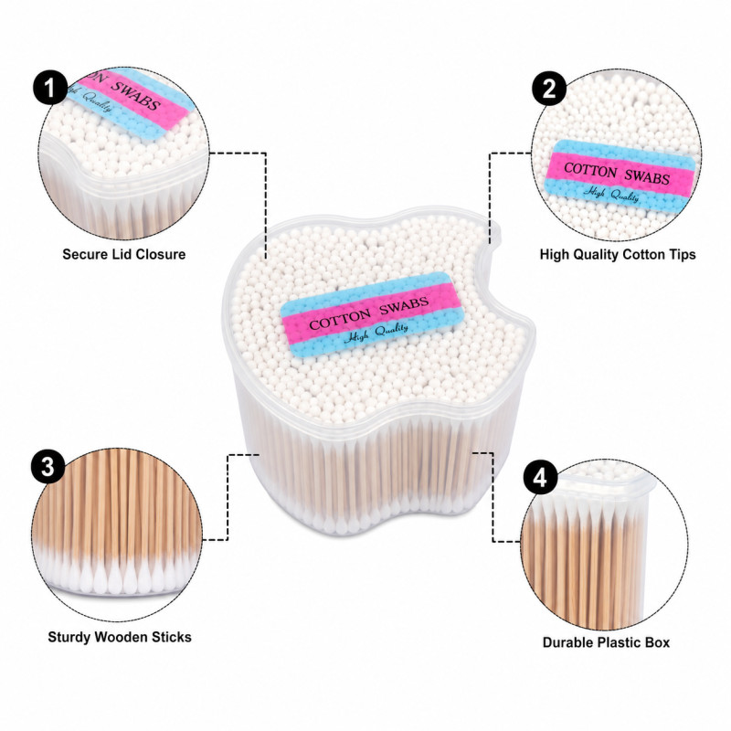 Bamboo Green Cotton Swab Designed for Daily Grooming & Self-Care – White (H-8, W-11, L-7 CM)
