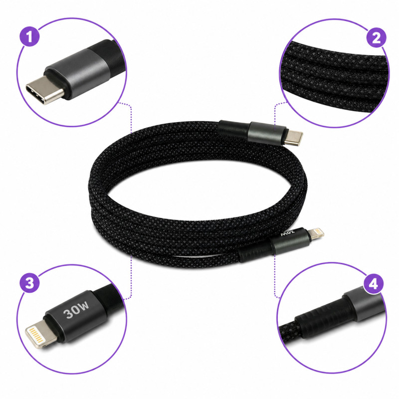 Gentle Care Charging Cable Designed for Seamless Device Connectivity – Black (L-1.2 M)