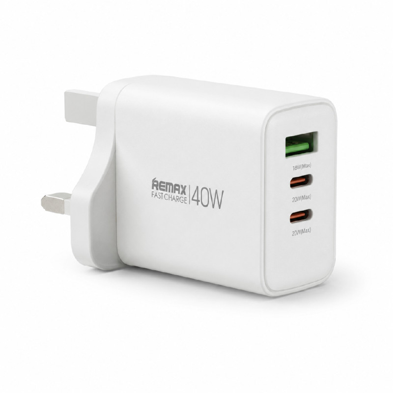 Remax 40W Fast Charging Adapter - Charges upto 3 Devices