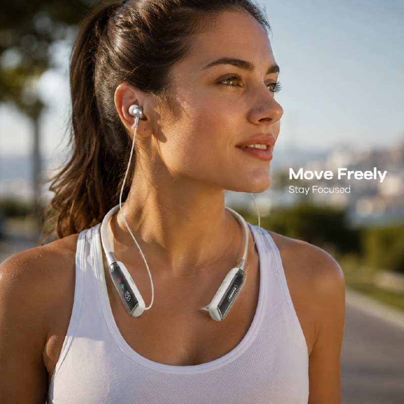Heritage neckband earphones in white. – White &amp; Black (19 x 15 cm)