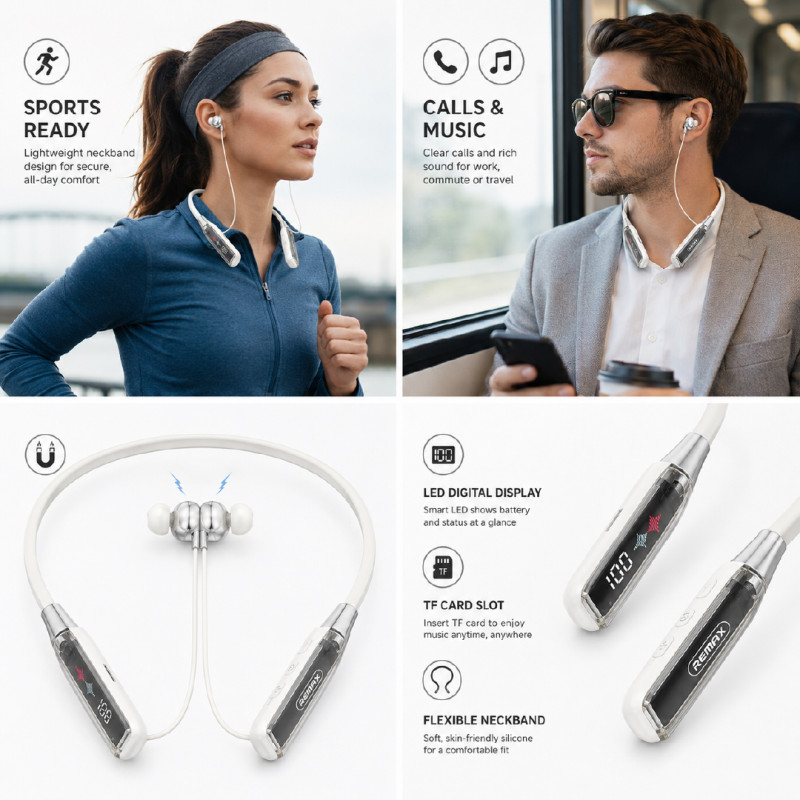 Heritage neckband earphones in white. – White &amp; Black (19 x 15 cm)