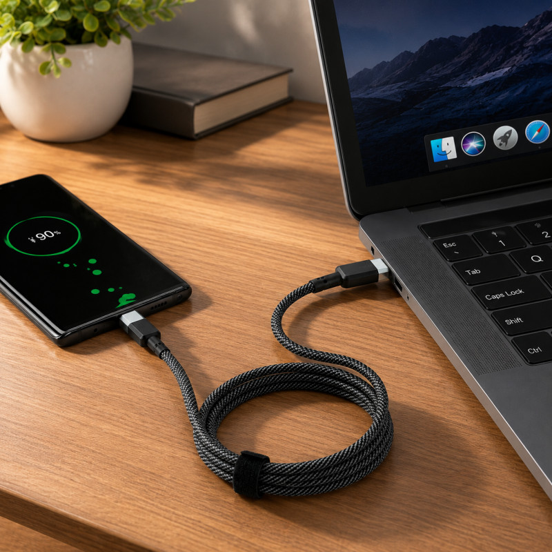 Pure Grip Charging Cable Designed for Seamless Device Connectivity – Black (L-100 CM)