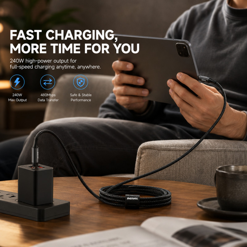 True Hold Data Cable Designed for Seamless Device Connectivity – Black (L-120 CM)