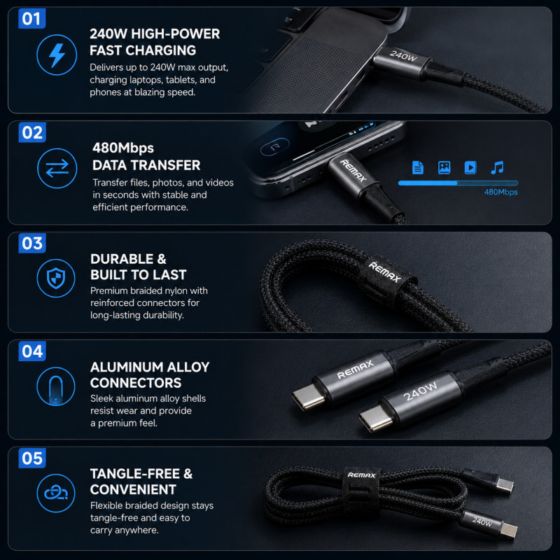 True Hold Data Cable Designed for Seamless Device Connectivity – Black (L-120 CM)