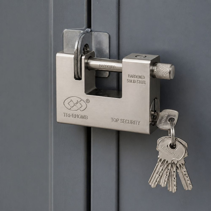 Professional Tri-Rhomb Top Security Padlock – Heavy-Duty Silver Steel