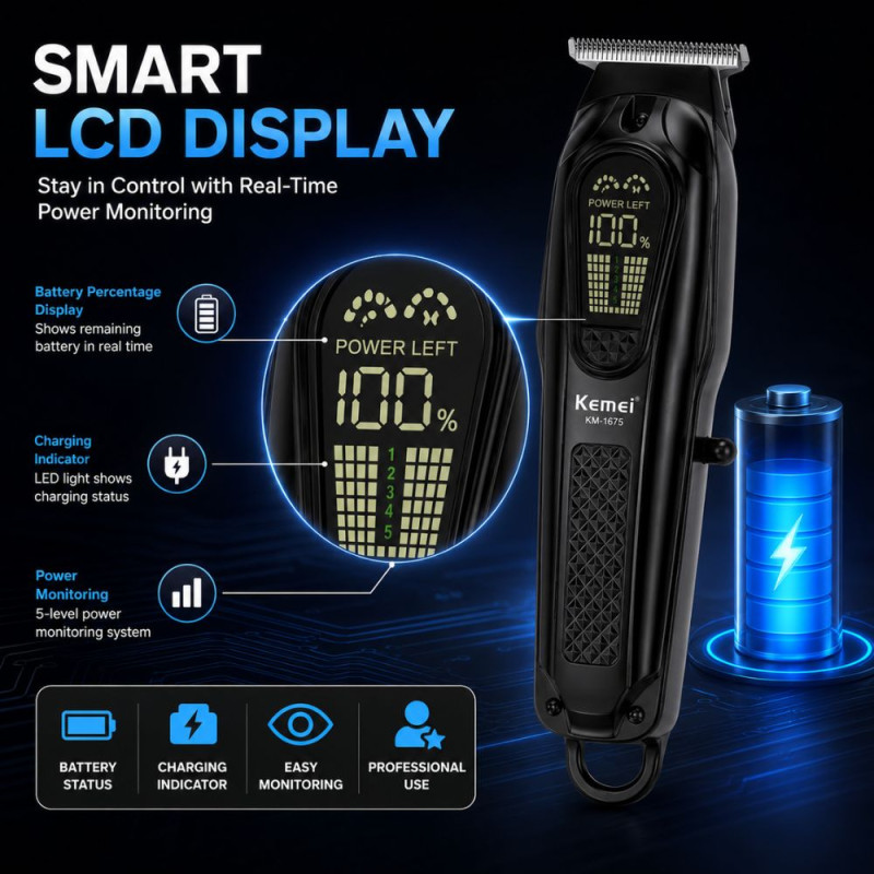 Midnight Elegance Hair Trimmer Designed for Precision Grooming &amp; Style – Black (H-15,W-4, D-3.5 CM)