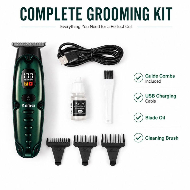Forest Fresh Electric Hair Trimmer Designed for Precision Grooming &amp; Style – Dark Green (H- 13, W-4 CM)