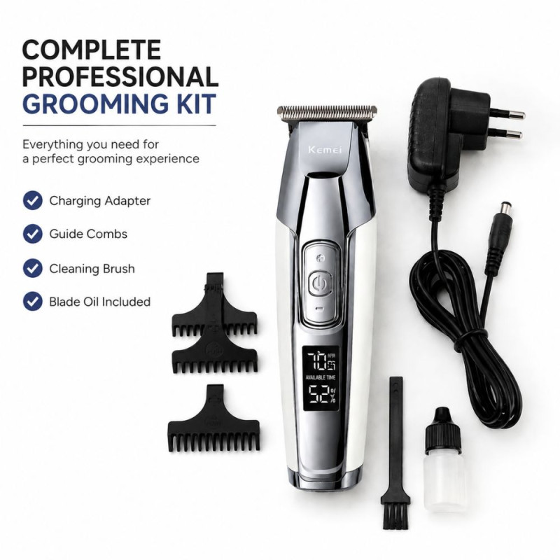 Sterling Shine Rechargeable Hair Trimmer Designed for Precision Grooming &amp; Style – Silver (H- 15, W-4 CM)