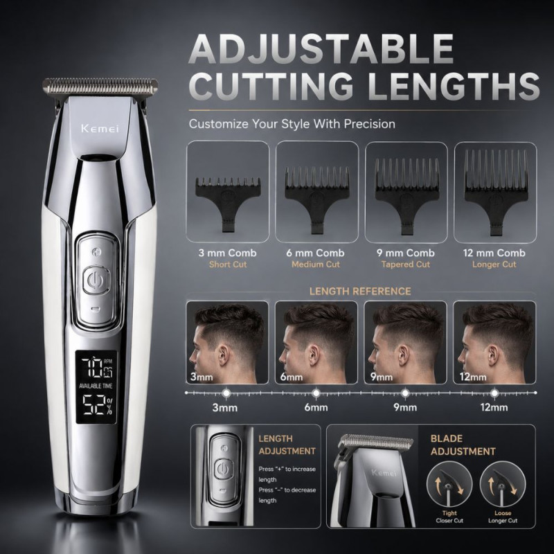 Sterling Shine Rechargeable Hair Trimmer Designed for Precision Grooming &amp; Style – Silver (H- 15, W-4 CM)