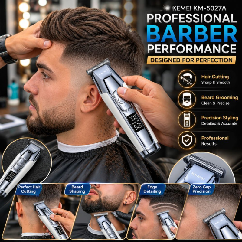 Sterling Shine Rechargeable Hair Trimmer Designed for Precision Grooming &amp; Style – Silver (H- 15, W-4 CM)