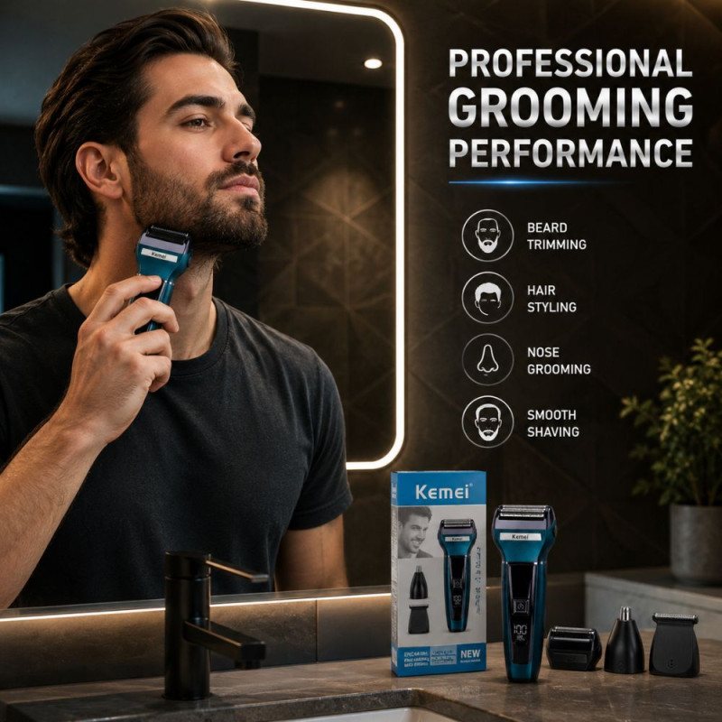 Ocean Wave 3-in-1 Trimmer Designed for Precision Grooming &amp; Style – Dark Blue (H-17, W-5 CM)