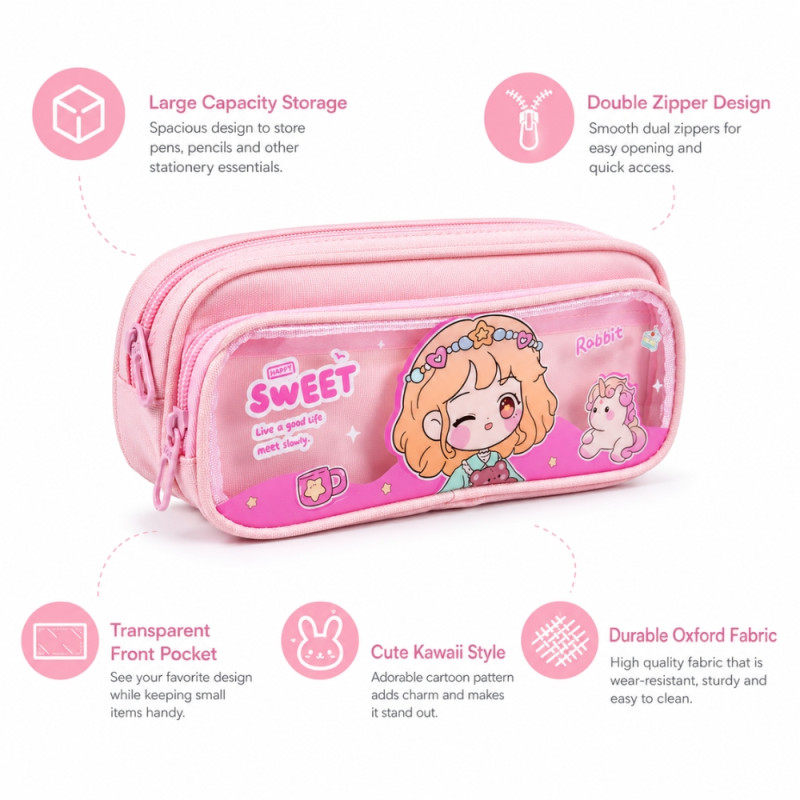 Premium pencil case – Pink Premium Quality (10 x 22cm)