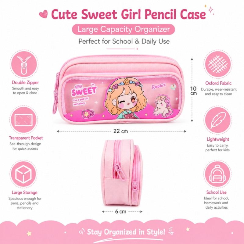 Premium pencil case – Pink Premium Quality (10 x 22cm)