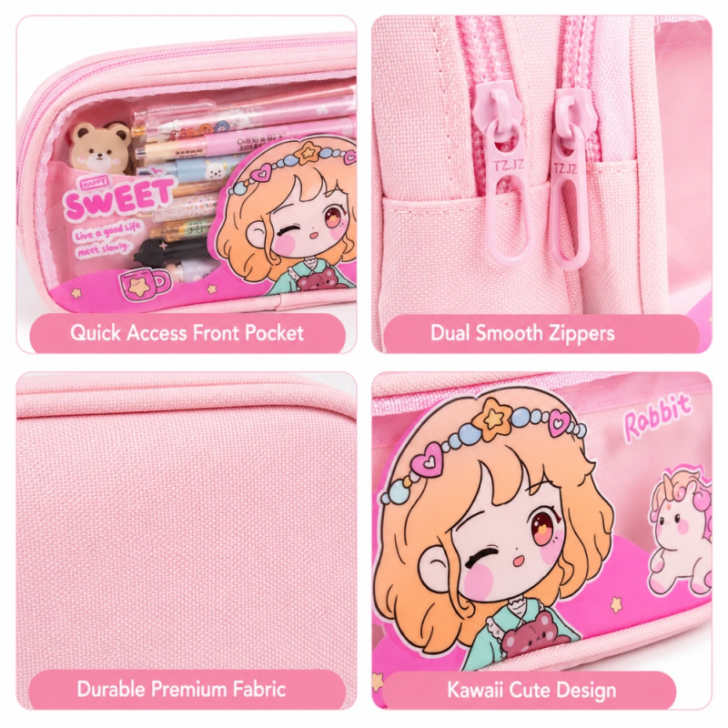 Premium pencil case – Pink Premium Quality (10 x 22cm)