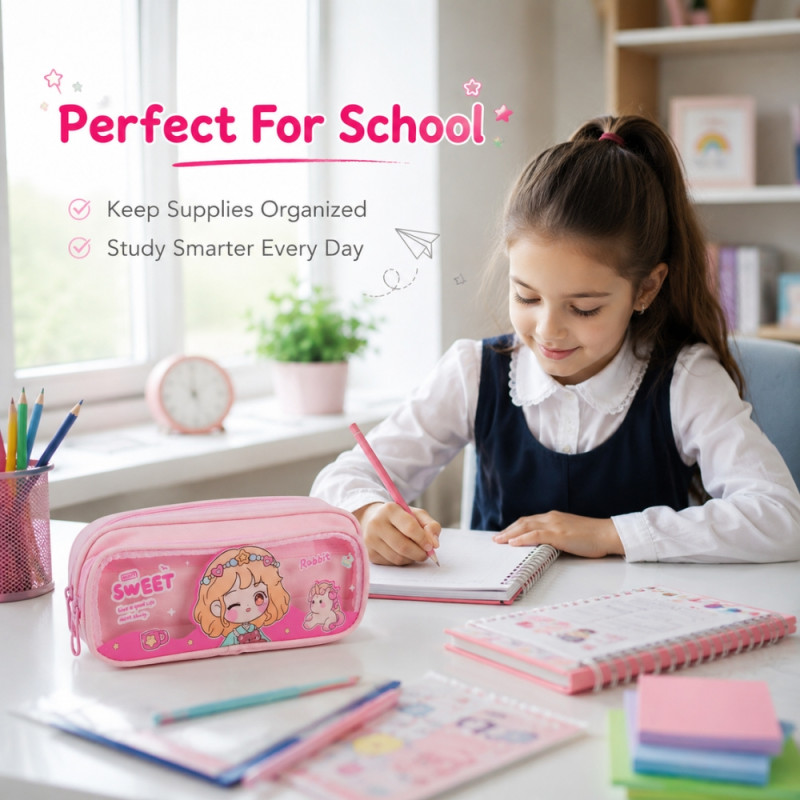 Premium pencil case – Pink Premium Quality (10 x 22cm)