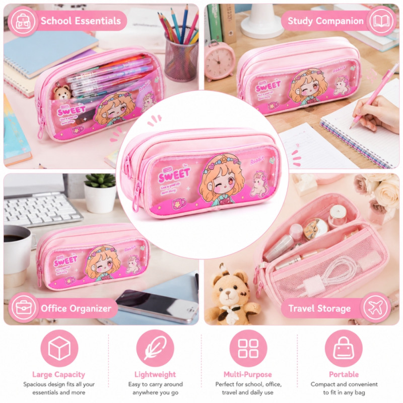 Premium pencil case – Pink Premium Quality (10 x 22cm)