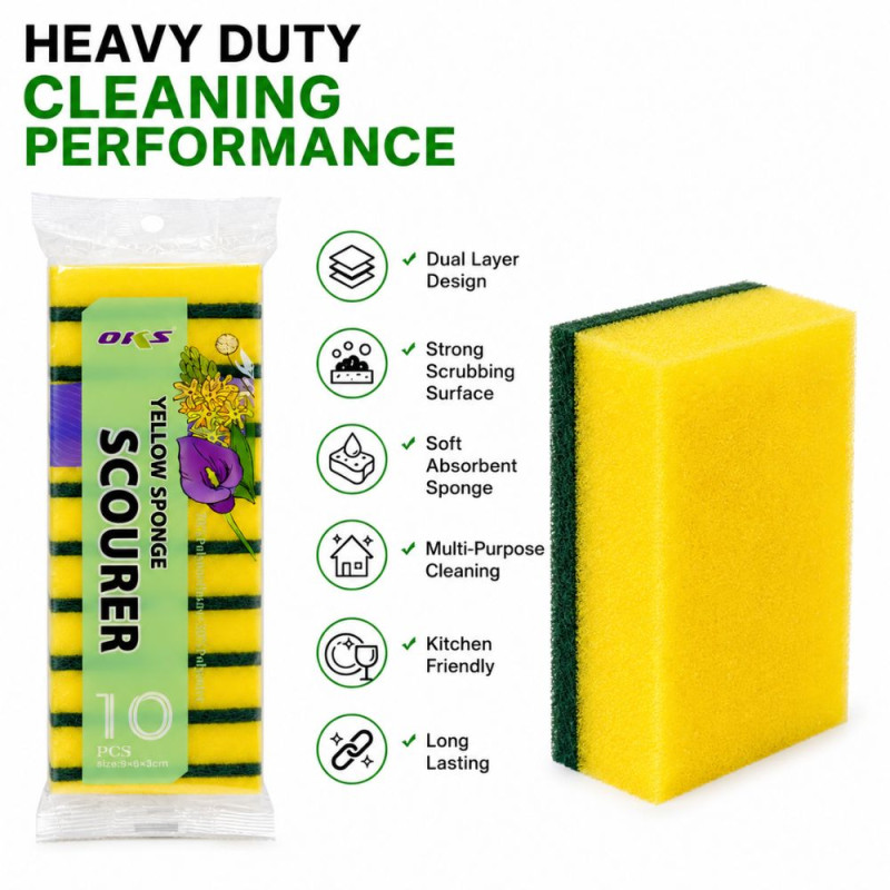 Chic Hold Scourer Pack Designed for Home & Professional Cleaning – Yellow (H-9, W-6, D-3 cm)