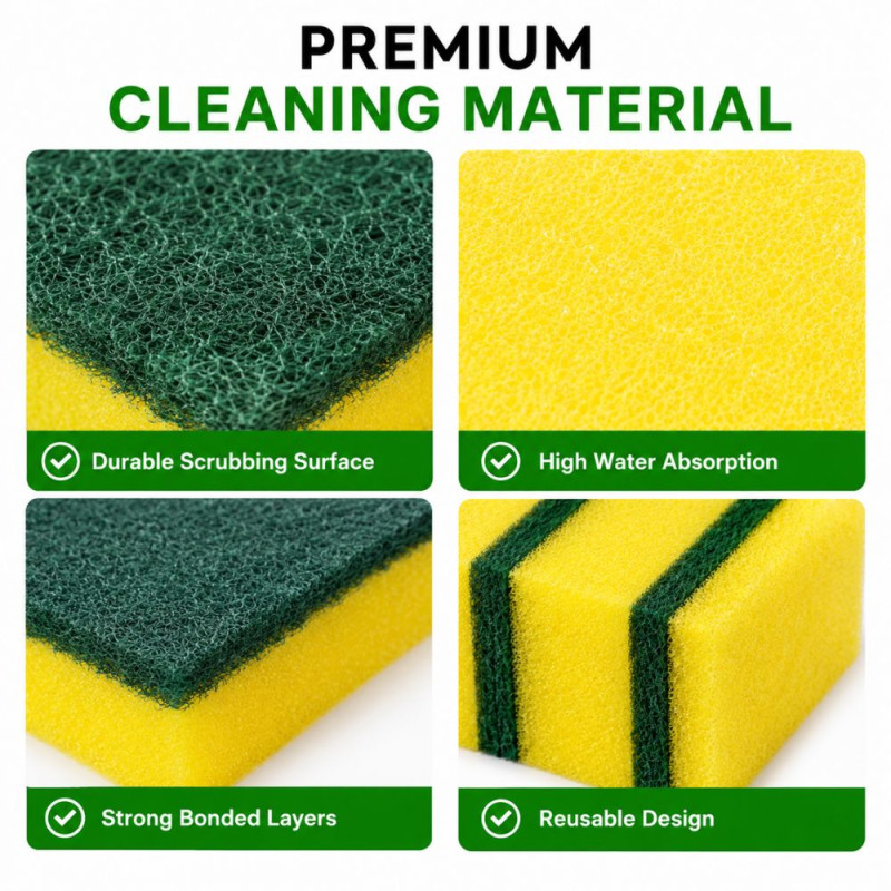 Chic Hold Scourer Pack Designed for Home & Professional Cleaning – Yellow (H-9, W-6, D-3 cm)