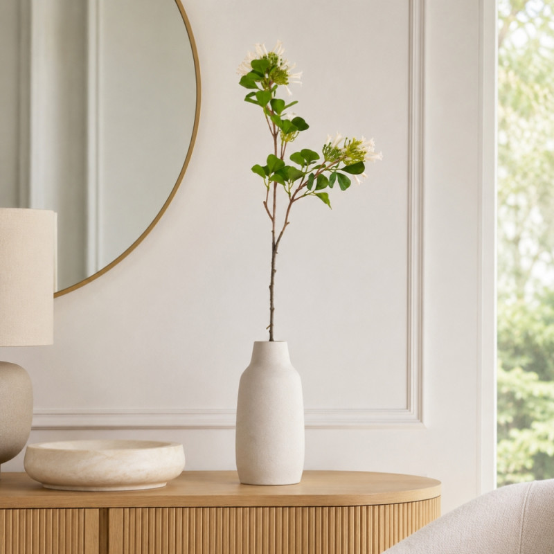 Elegant Tall Glass Vase with Artificial Flower - Green (88cm)