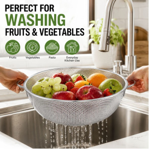 Master Pick Rice Strainer Designed for Everyday Cooking &amp; Kitchen Excellence – Silver (W-43, D-11 cm)