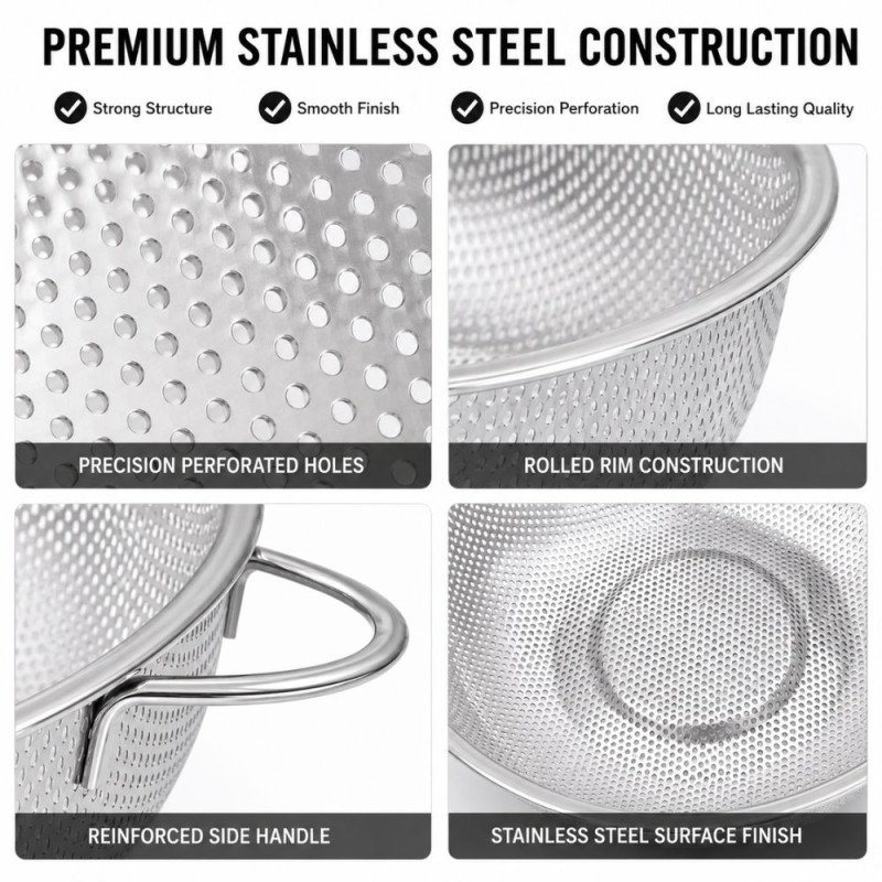 Master Pick Rice Strainer Designed for Everyday Cooking & Kitchen Excellence – Silver (W-43, D-11 cm)