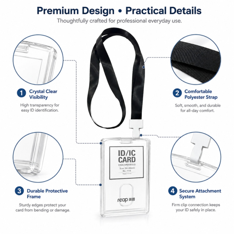 Graceful Touch Id Card Holder Designed for Professional &amp; Secure Identification – Transparent (54 x 86 mm)