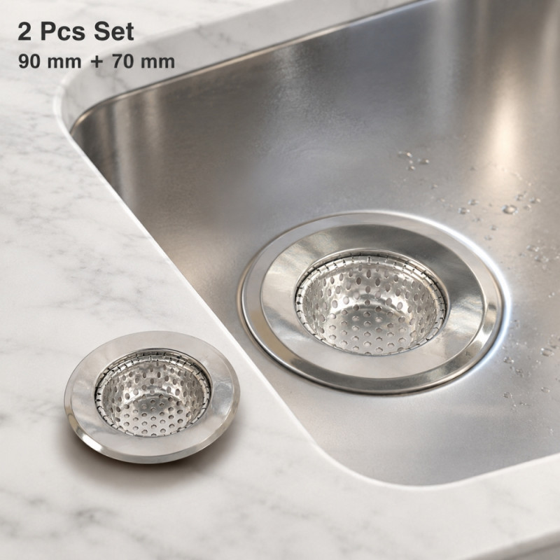 Stainless Steel Sink Strainer Set - 2pcs