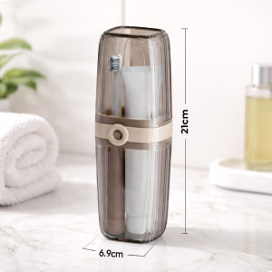 2-in-1 Travel Toothbrush Case & Rinse Cup – Brown Transparent 2-in-1 Travel Toothbrush Case & Rinse Cup – Brown Transparent