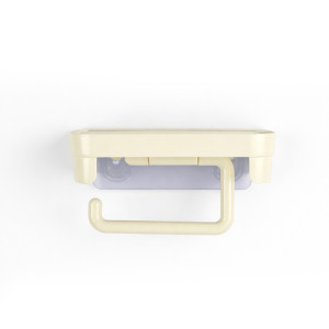 Modern Ivory Suction Cup Toilet Paper Holder – Integrated Storage Shelf (18.5 x 12cm) Modern Ivory Suction Cup Toilet Paper Holder – Integrated Storage Shelf (18.5 x 12cm)