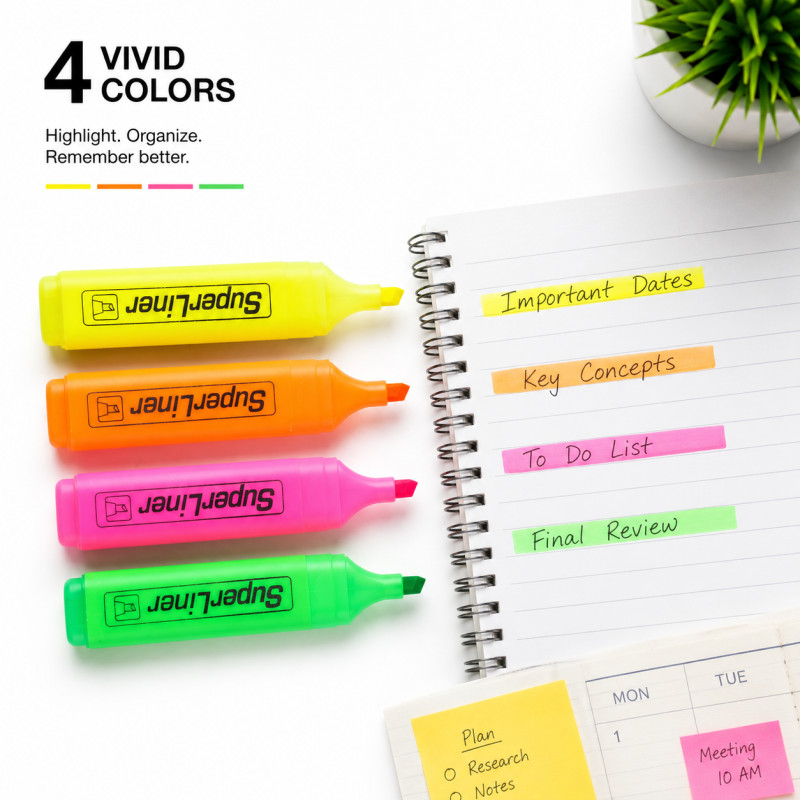 Deluxe Bliss Highlighters Designed for Creative Expression & Office Use – Multi Color (12CM)