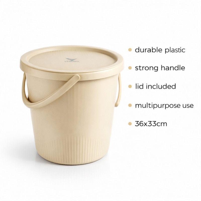 Multi-Purpose Heavy-Duty Utility Bucket – Sand Beige (36x33cm)