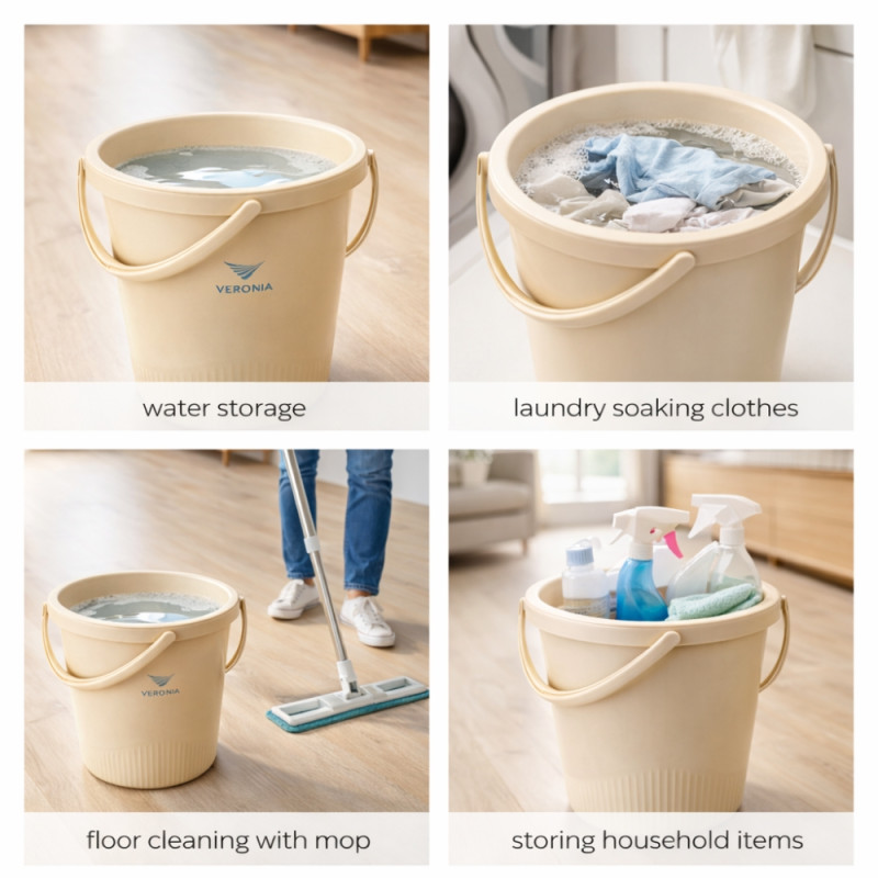 Multi-Purpose Heavy-Duty Utility Bucket – Sand Beige (36x33cm)