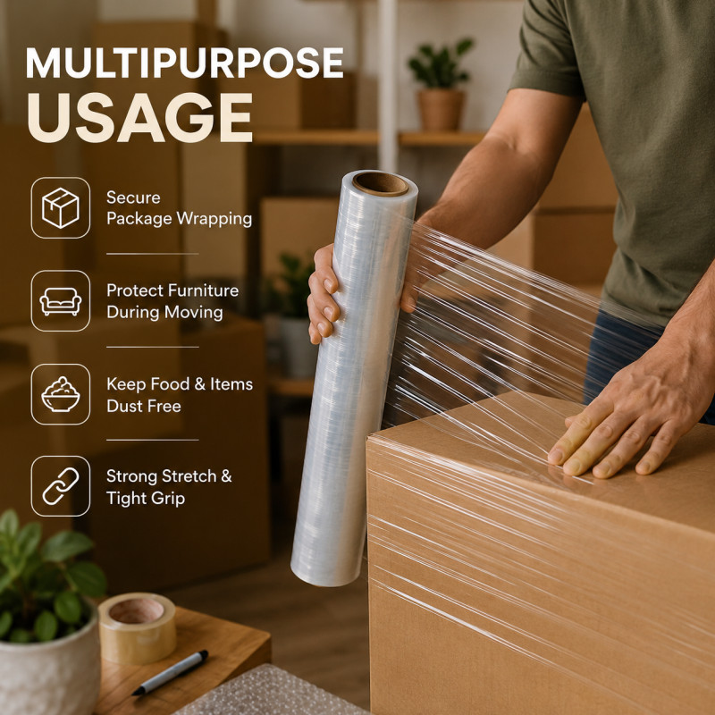 Bold Class Stretch Film Designed for Packaging & Protection – Transparent (L-51 CM)