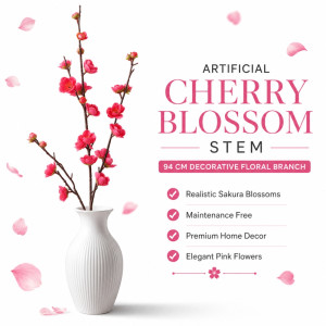 Signature Max Artificial Cherry Blossom Stem Designed for Home Décor &amp; Event Styling – Pink (H-94 CM)