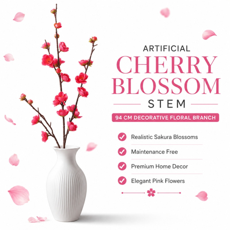 Signature Max Artificial Cherry Blossom Stem Designed for Home Décor &amp; Event Styling – Pink (H-94 CM)