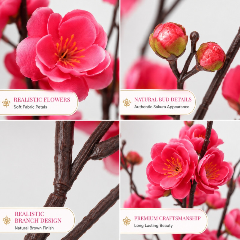 Signature Max Artificial Cherry Blossom Stem Designed for Home Décor &amp; Event Styling – Pink (H-94 CM)