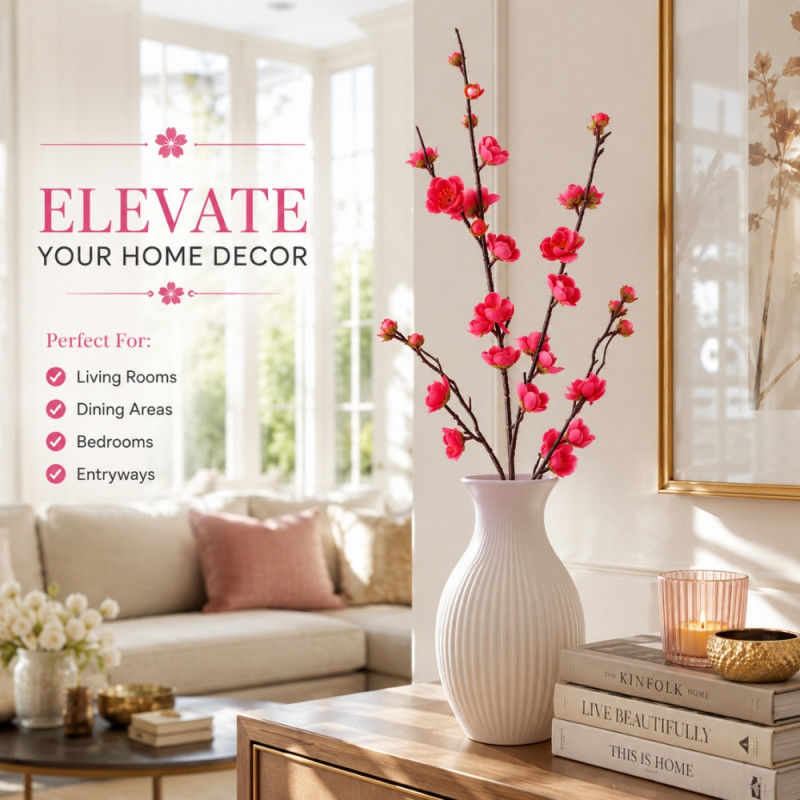 Signature Max Artificial Cherry Blossom Stem Designed for Home Décor &amp; Event Styling – Pink (H-94 CM)
