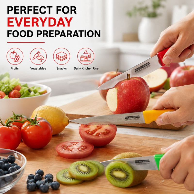 Expert Tier Fruit Knife Set Designed for Precision Cutting & Crafting – Rad (H-21.5, H-21.7, H-18.5 cm)