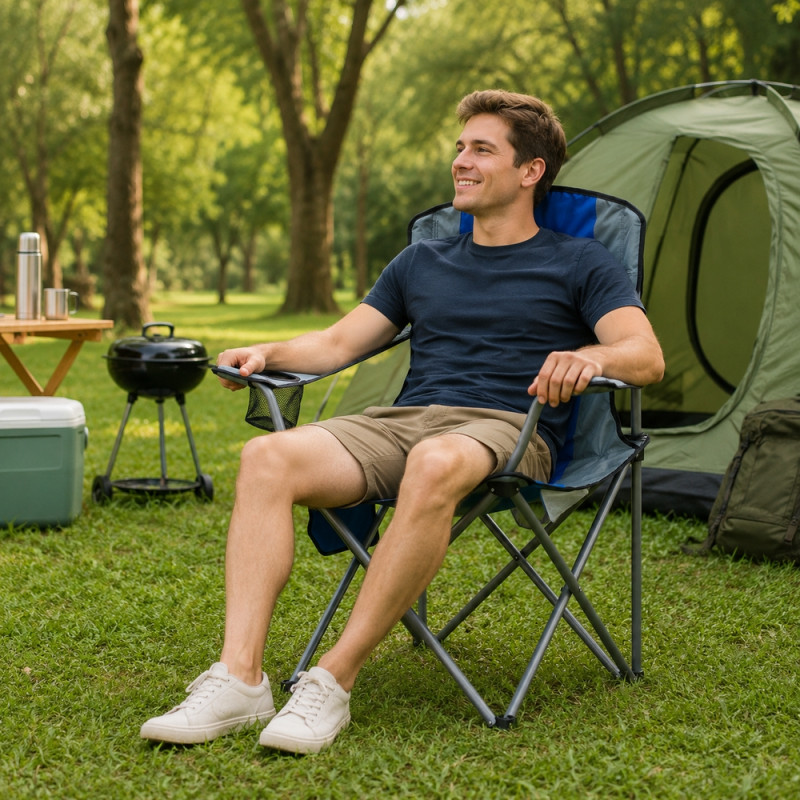 Cobalt Craft Foldable Camping Chair Designed for Comfort & Outdoor Adventures – Blue (H-95, W-54, L-86 CM)