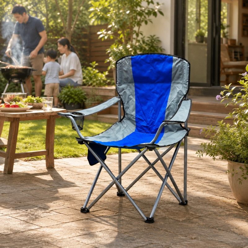 Cobalt Craft Foldable Camping Chair Designed for Comfort & Outdoor Adventures – Blue (H-95, W-54, L-86 CM)
