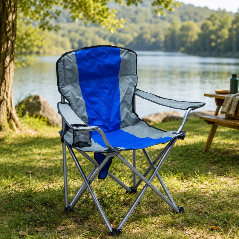 Cobalt Craft Foldable Camping Chair Designed for Comfort & Outdoor Adventures – Blue (H-95, W-54, L-86 CM)
