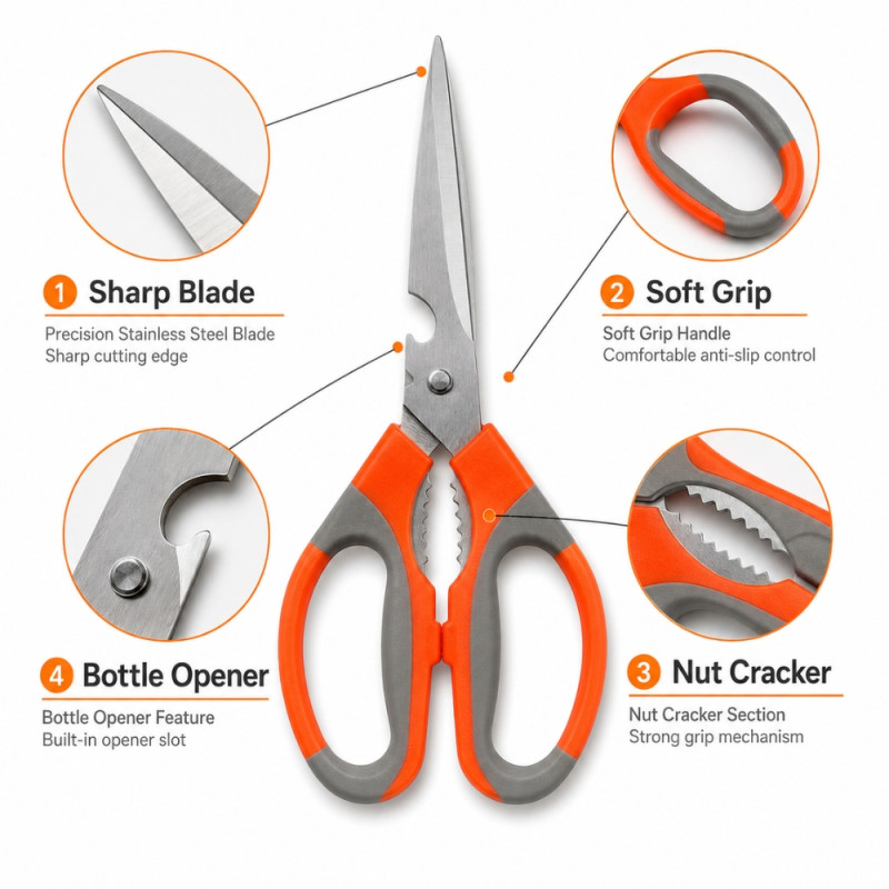 Elegant Kitchen Scissors – Assorted Colors