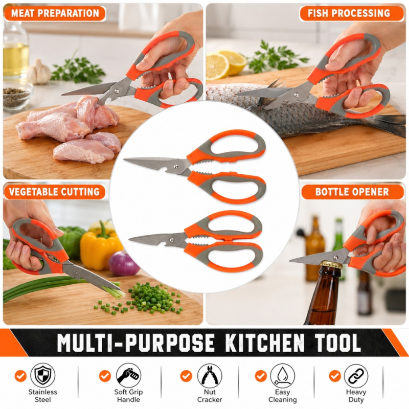 Elegant Kitchen Scissors – Assorted Colors