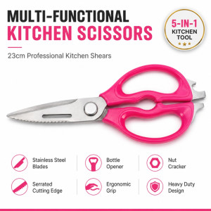 Elegant Pink Multi-functional Kitchen Scissors