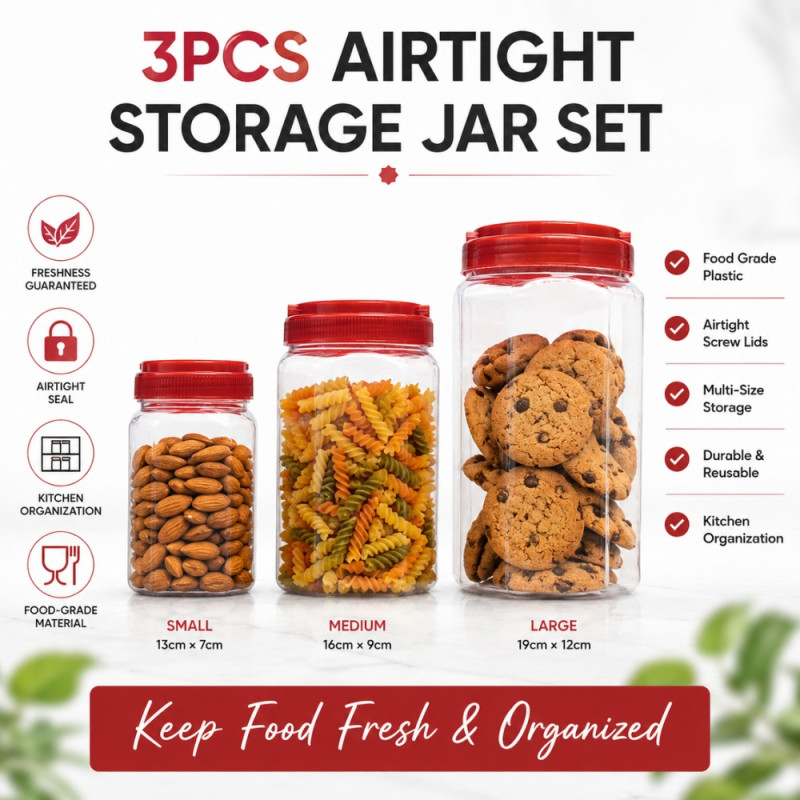 Superior storage jar – Transparent Premium Quality (3 Pcs)