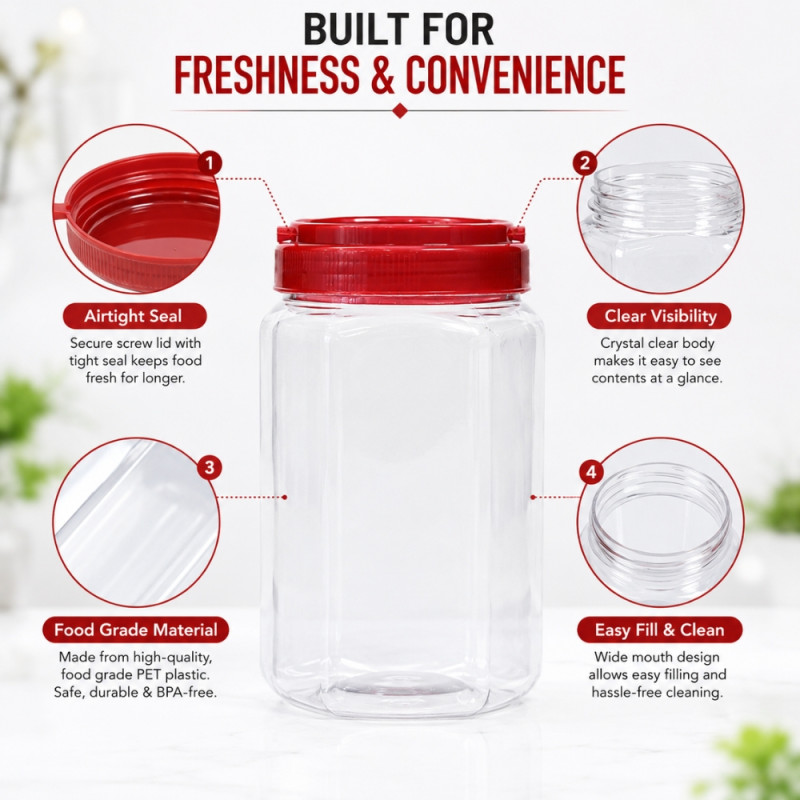 Superior storage jar – Transparent Premium Quality (3 Pcs)