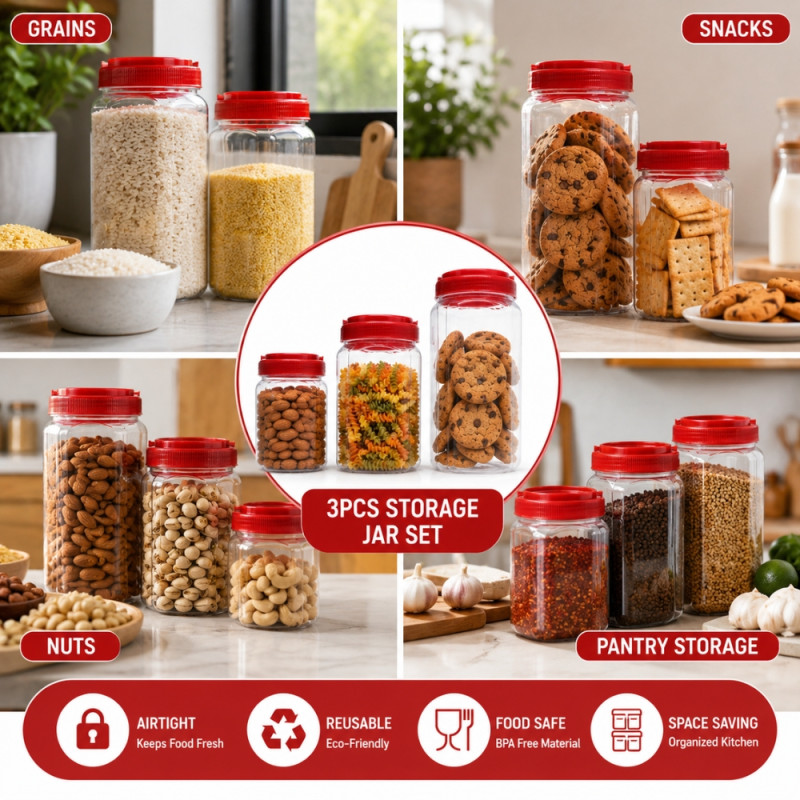 Superior storage jar – Transparent Premium Quality (3 Pcs)