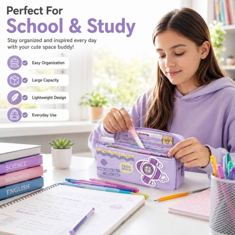 Quality pencil case – Lavender Premium Quality (10 x 20 x 6cm)
